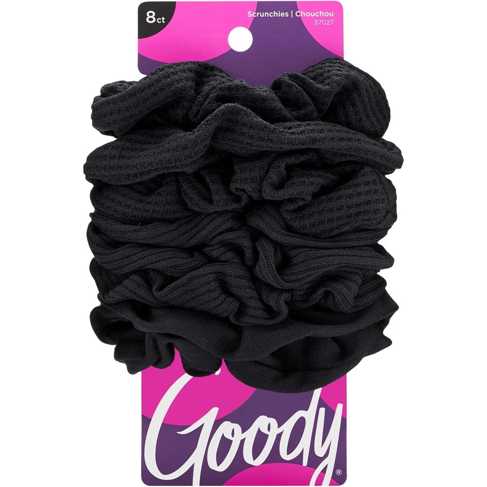 Goody Ouchless jersey fabric hair scrunchies front view black pack