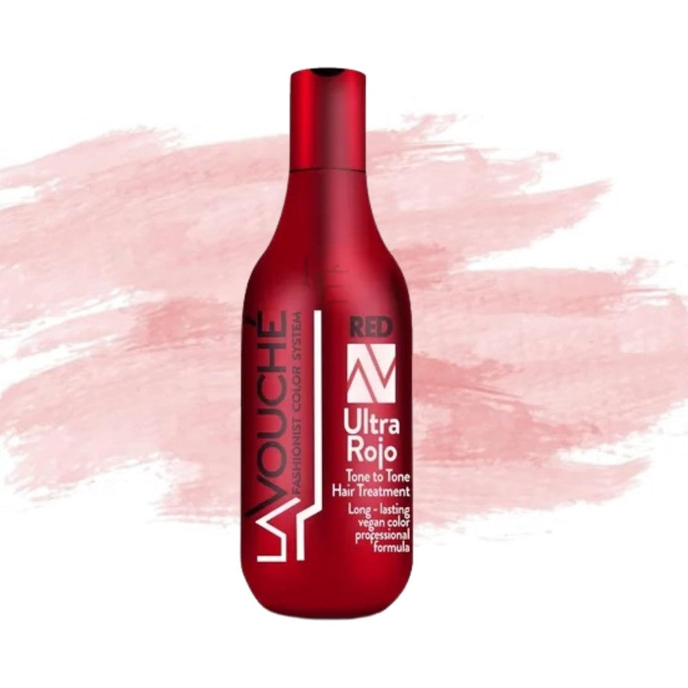Lavouché Ultra Rojo color depositing hair treatment front view bottle