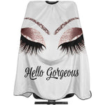 Carwayii Barber Cape Hello Gorgeous front view featuring glitter eyelash design.