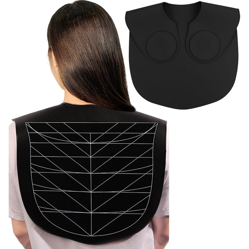 XDONEF Silicone Hair Cutting Guide Collar front view showing white precision lines on a black waterproof surface.