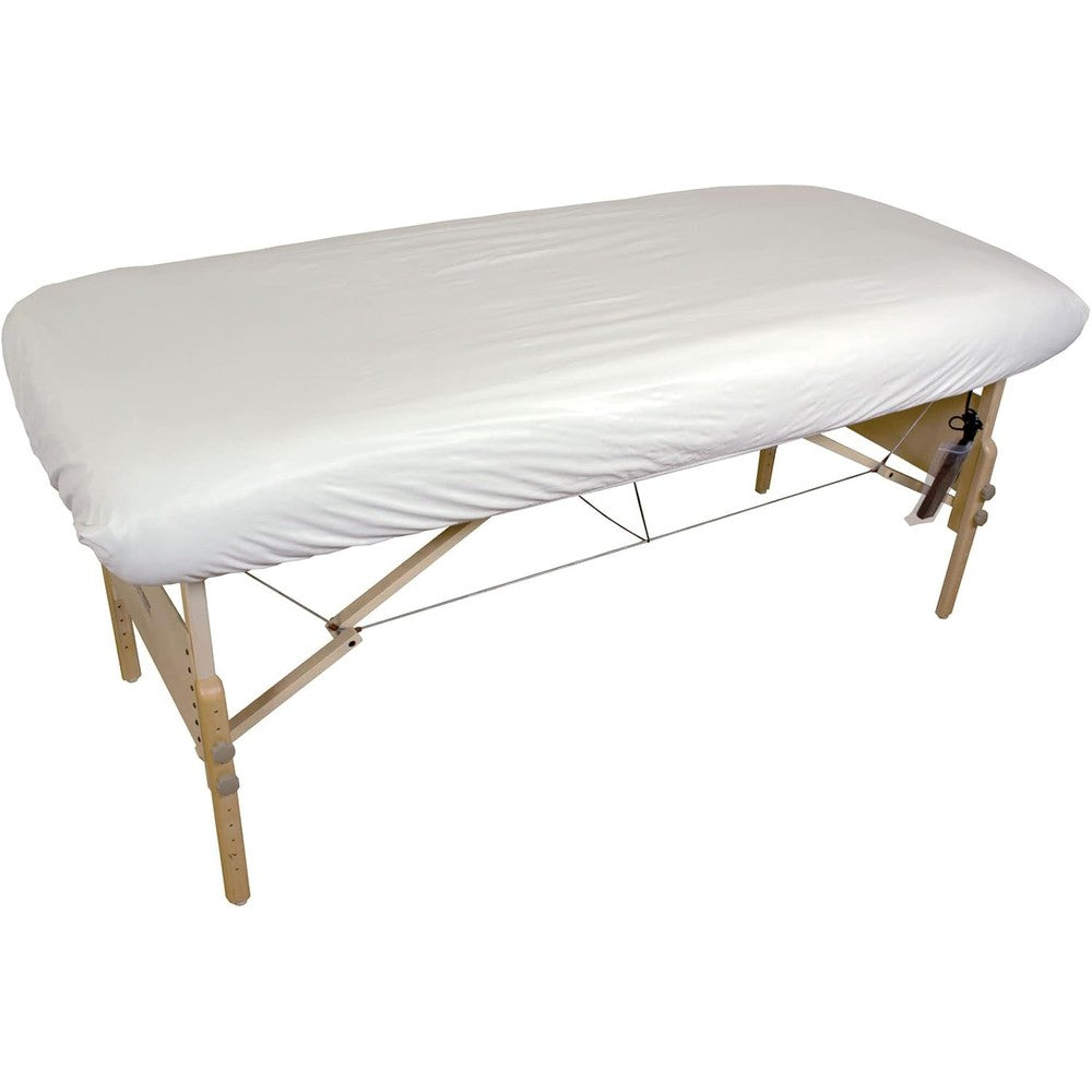Body Linen Protective Massage Table Cover front view on a standard spa bed