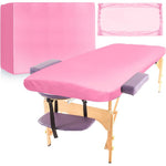 Mixweer disposable massage table sheets front view fitted on a spa bed.