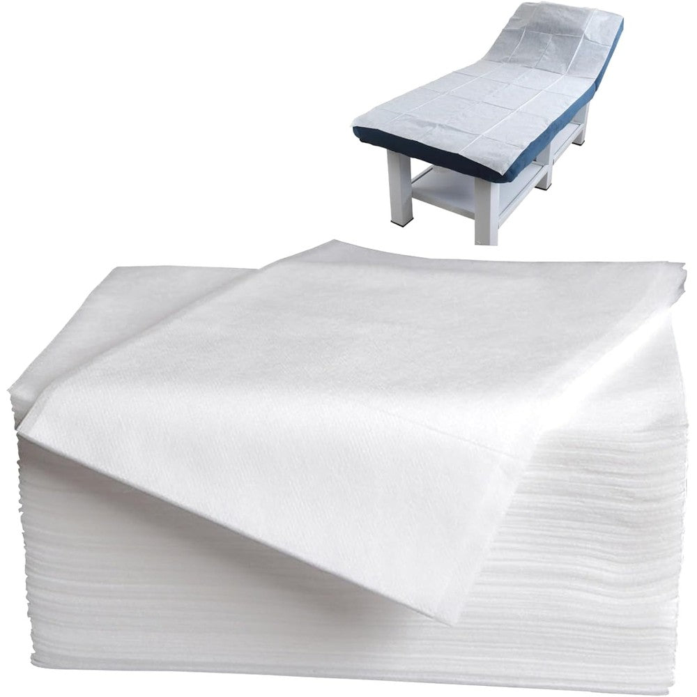 Biubumtu disposable bed sheets front view of premium white non woven spa table covers
