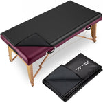 Noverlife PU leather massage table cover protector black front view on salon bed