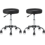 Klasika set of 2 round rolling stools front view for salon