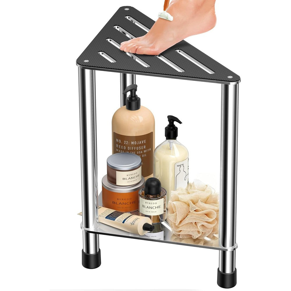 LarFaFa stainless steel corner shower stool front view