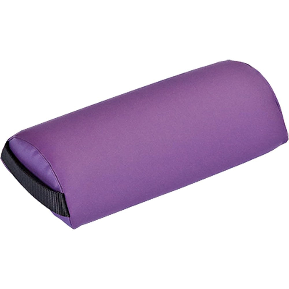 Earthlite neck bolster pillow in amethyst color with strap handle for massage and back support