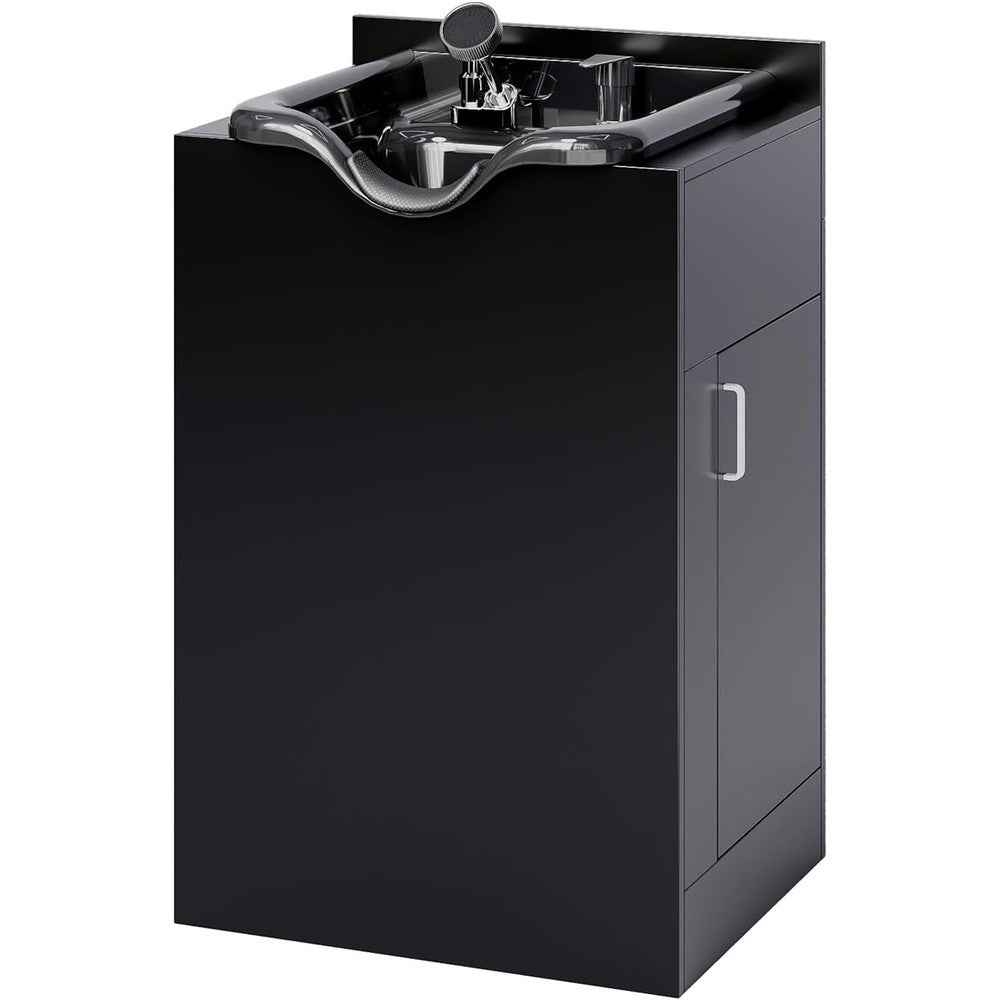 OmySalon Shampoo Bowl with Cabinet, Salon Wet Station with Sprayer Faucet Shampoo Cabinetry, Portable Hair Wash Sink for Beauty Spa Barber