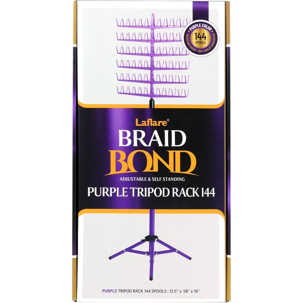 Laflare Standing Braid Hair Organizer – 144 Pegs Hair Extension Holder, Divider & Display Stand for Hair Braiding, Height Adjustable Rack, Easy to Assemble (Purple)