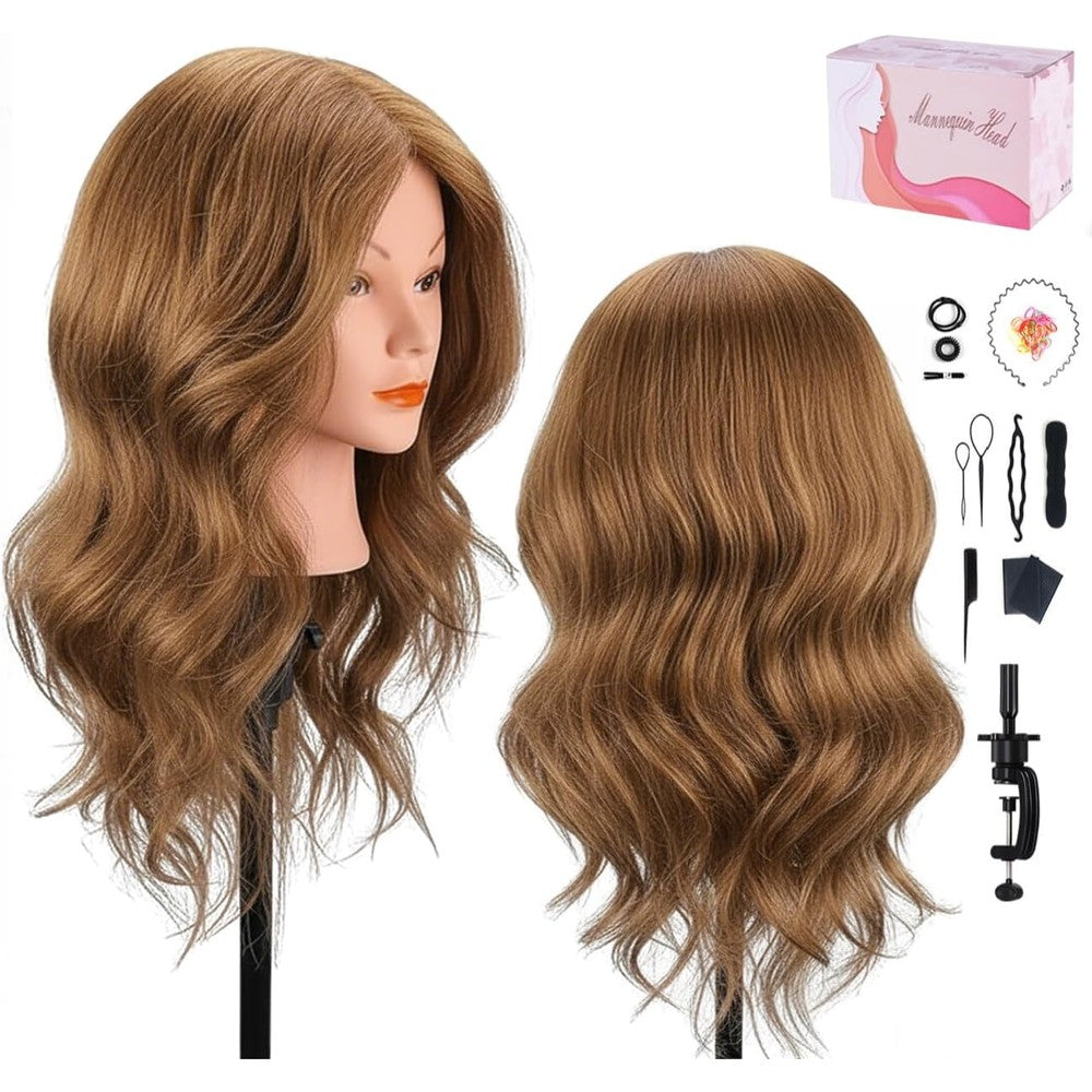 MYSWEETY Mannequin Head 100 percent human hair front view for salon styling practice