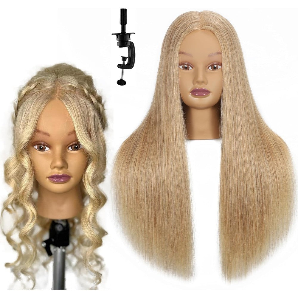 HAIRWAY TopDirect human hair mannequin head front view showing blonde training dummy