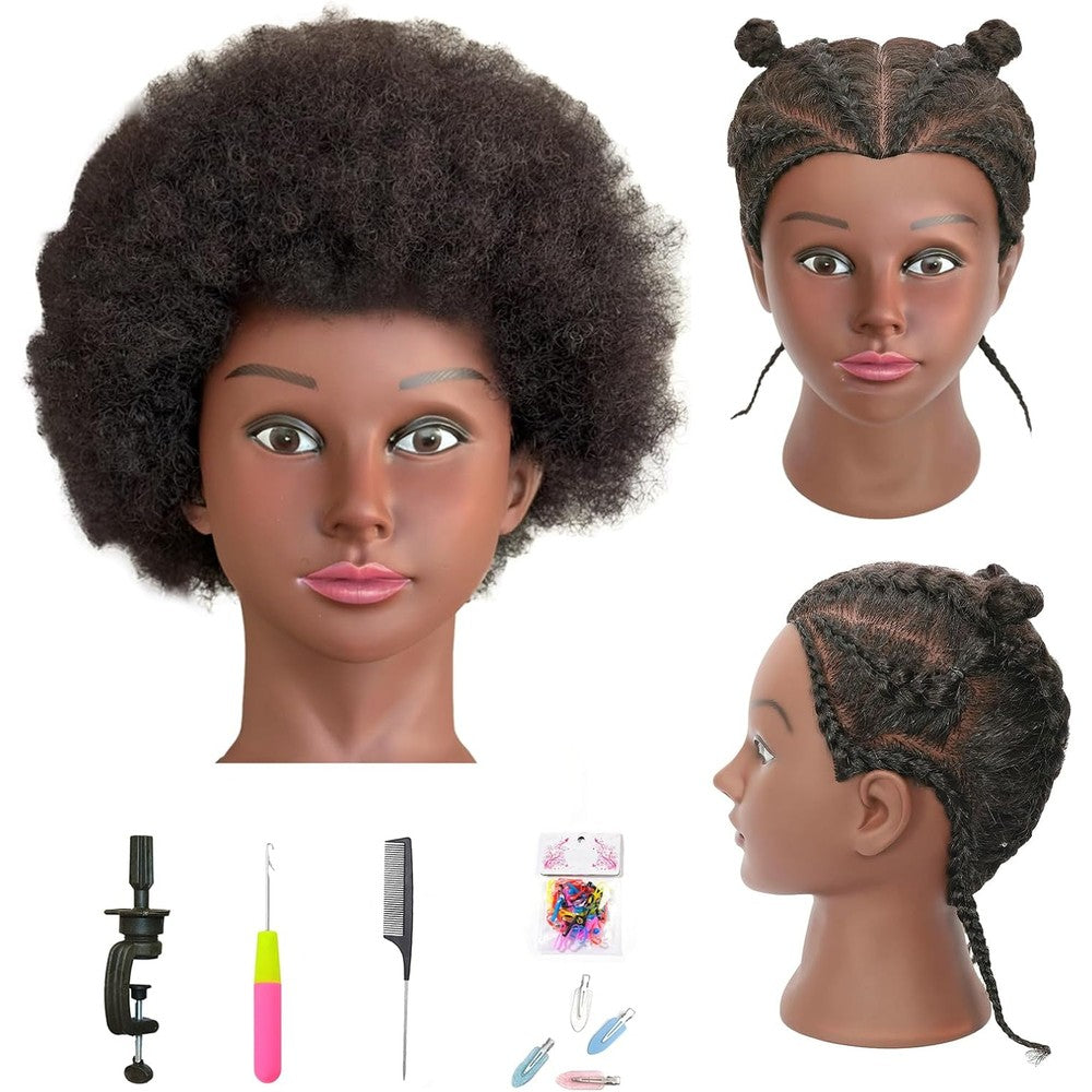 Kalyx Sakalaka afro kinky hair mannequin head front view for salon braiding practice