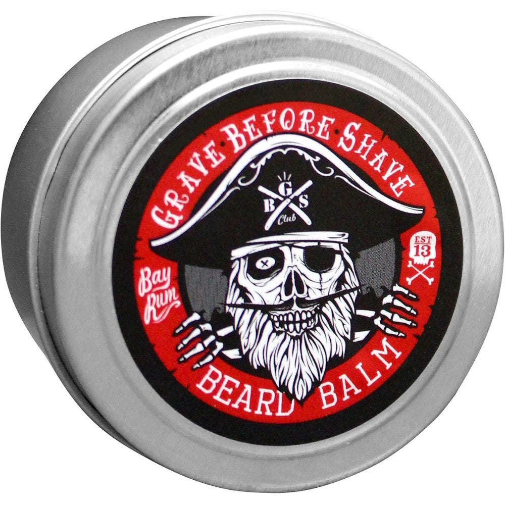 Grave Before Shave Bay Rum Beard Balm two ounce tin front view