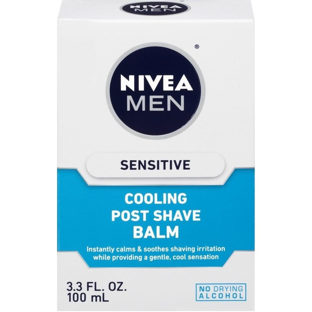 Nivea Men Sensitive Cooling Post Shave Balm 3.3 Ounce white bottle front view