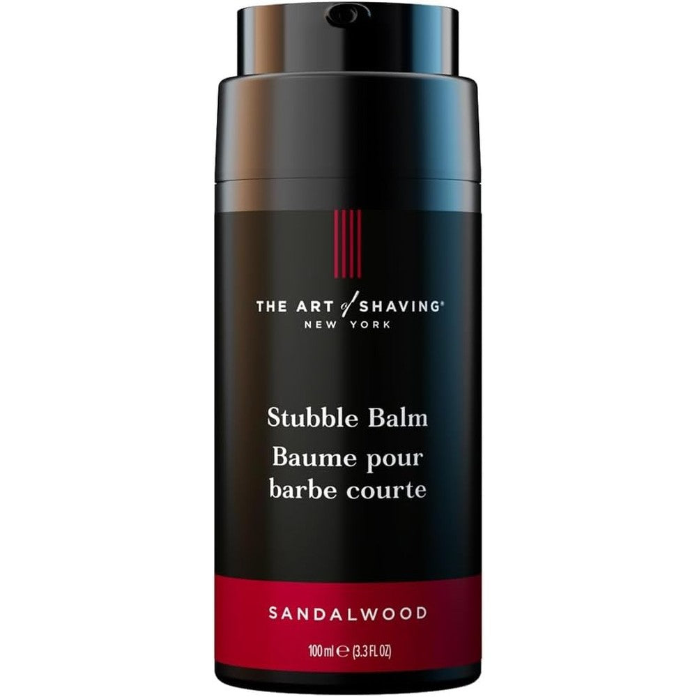 The Art of Shaving Beard and Stubble Balm front view pump bottle for premium men grooming routine.