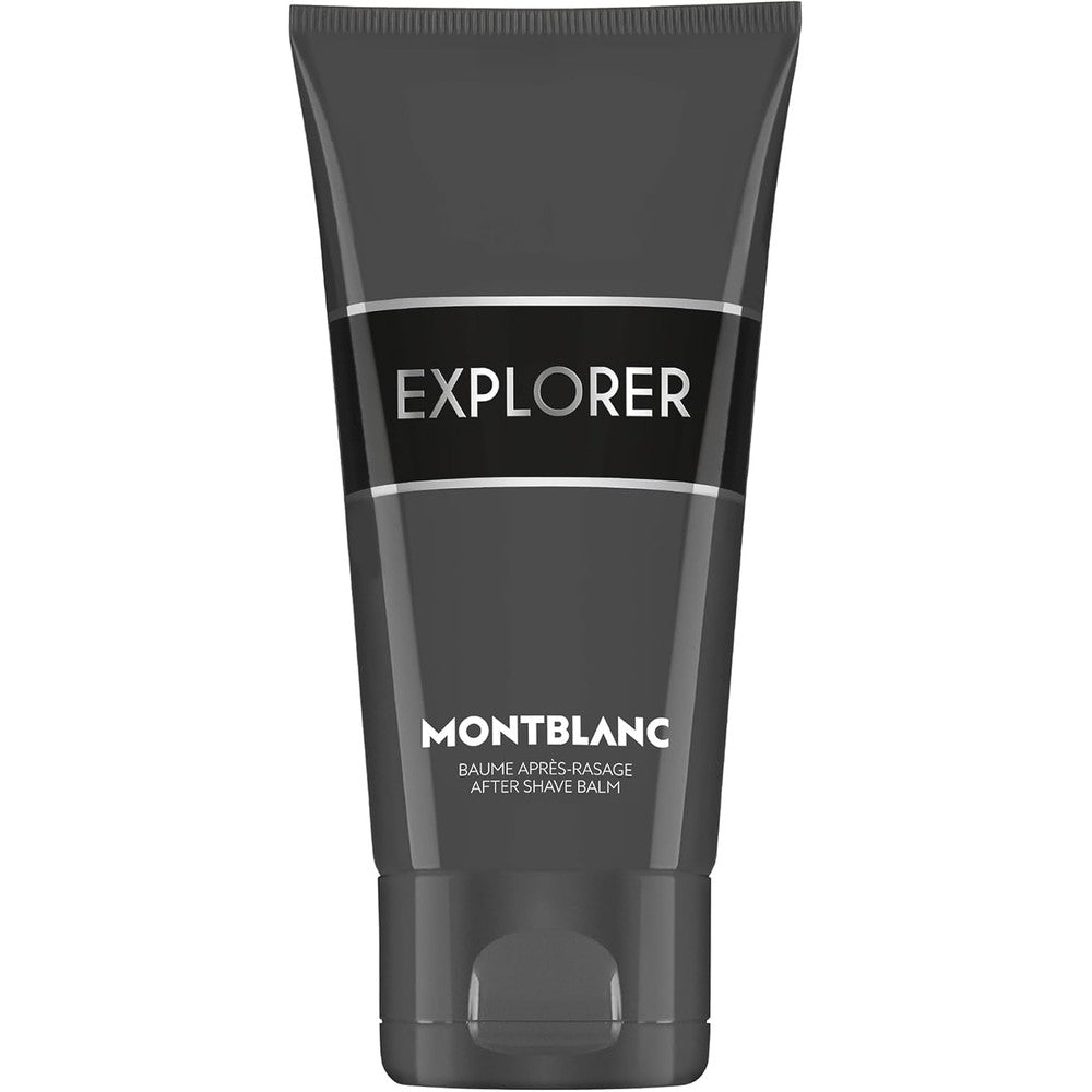 Montblanc Explorer After Shave Balm 150ml tube front view showcasing premium grooming packaging.