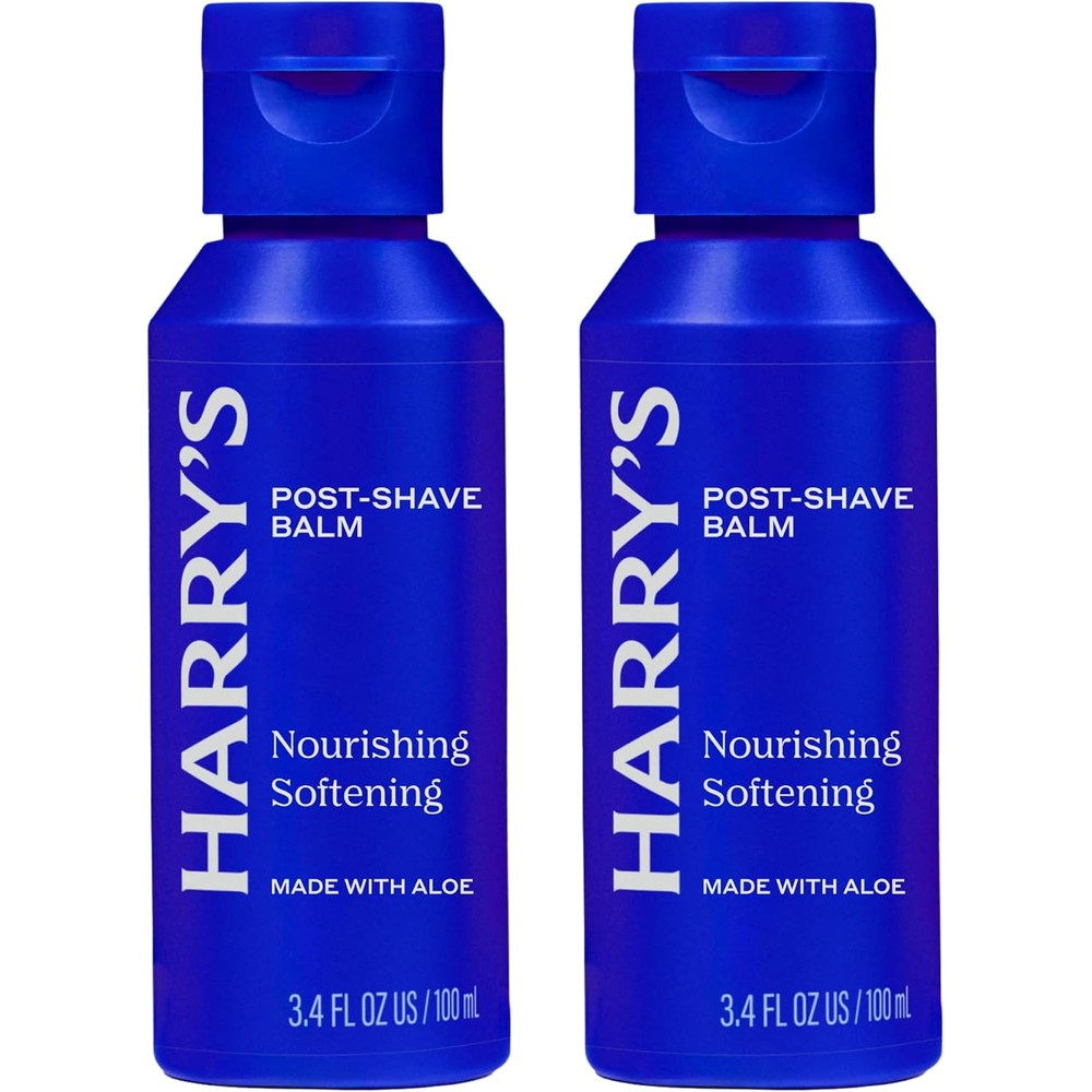 Harry's Post Shave Balm for men front view of the two pack blue bottles.