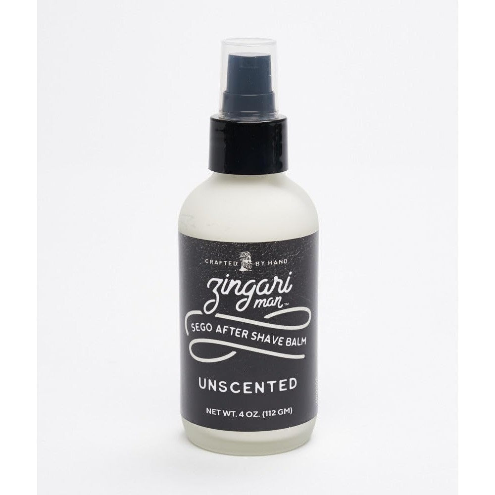 Zingari Man Unscented Sego After Shave Balm four ounce bottle front view premium post shave care treatment