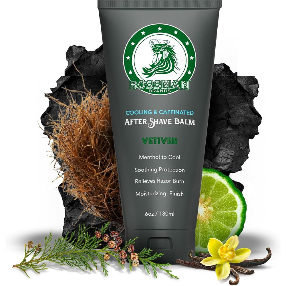Bossman Cooling and Caffeinated After Shave Balm front view premium mens grooming imported from USA