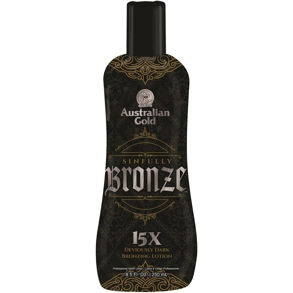 Australian Gold Sinfully Bronze 15x Dark Bronzer front view bottle