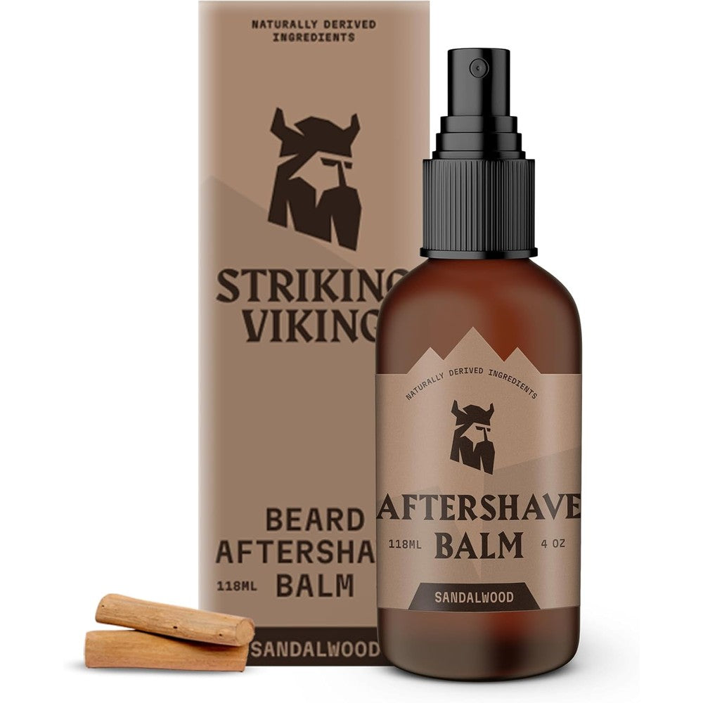Striking Viking Sandalwood Aftershave Balm front view premium mens grooming bottle