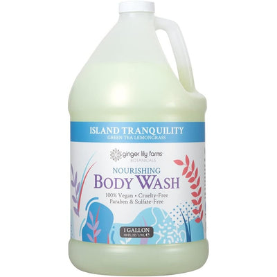 Ginger Lily Farms Botanicals Nourishing Body Wash, Island Tranquility, 100% Vegan & Cruelty-Free, Green Tea Lemongrass Scent, 1 Gallon Refill (128 fl. oz.)