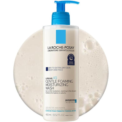 La Roche-Posay Lipikar AP+ Gentle Foaming Moisturizing Wash, Shea Butter + Niacinamide + Glycerin, Moisturizing Body Wash For Dry Skin, National Eczema Association Accepted, Soap Free