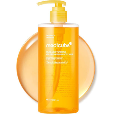 medicube Kojic Acid Turmeric Brightening Body Wash | Gentle Shower Gel for Uneven Skin | Niacinamide, Vitamin C, AHA/BHA | Deep Cleansing, Hydrating Formula | Easy and Effective, 13.52 fl.oz