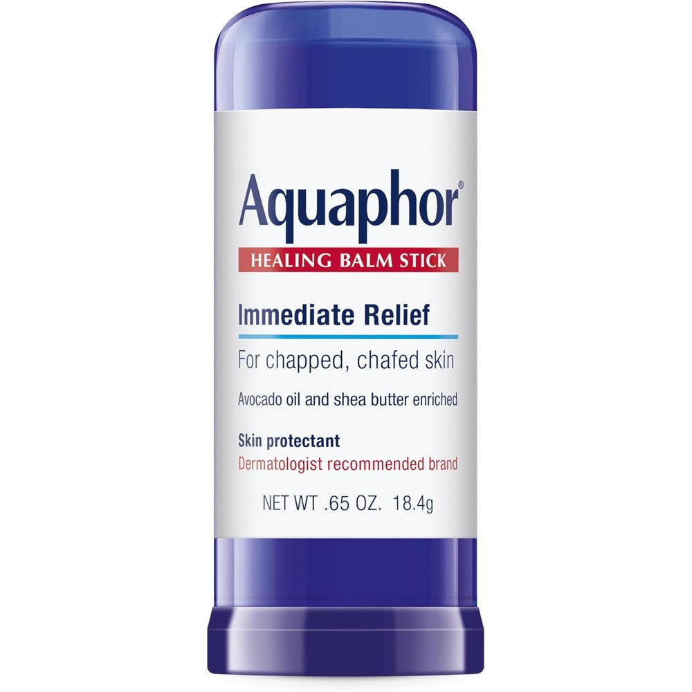 Aquaphor Healing Balm Stick front view skin protectant for chapped skin.