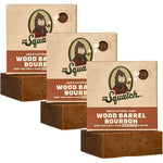 Dr. Squatch Wood Barrel Bourbon Natural Bar Soap three pack front view authentic imported grooming packaging