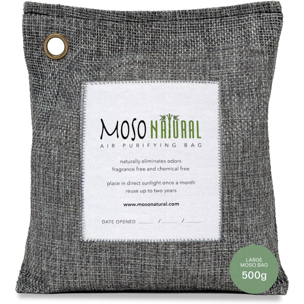 Moso Natural Air Purifying Bag 500g front view charcoal color