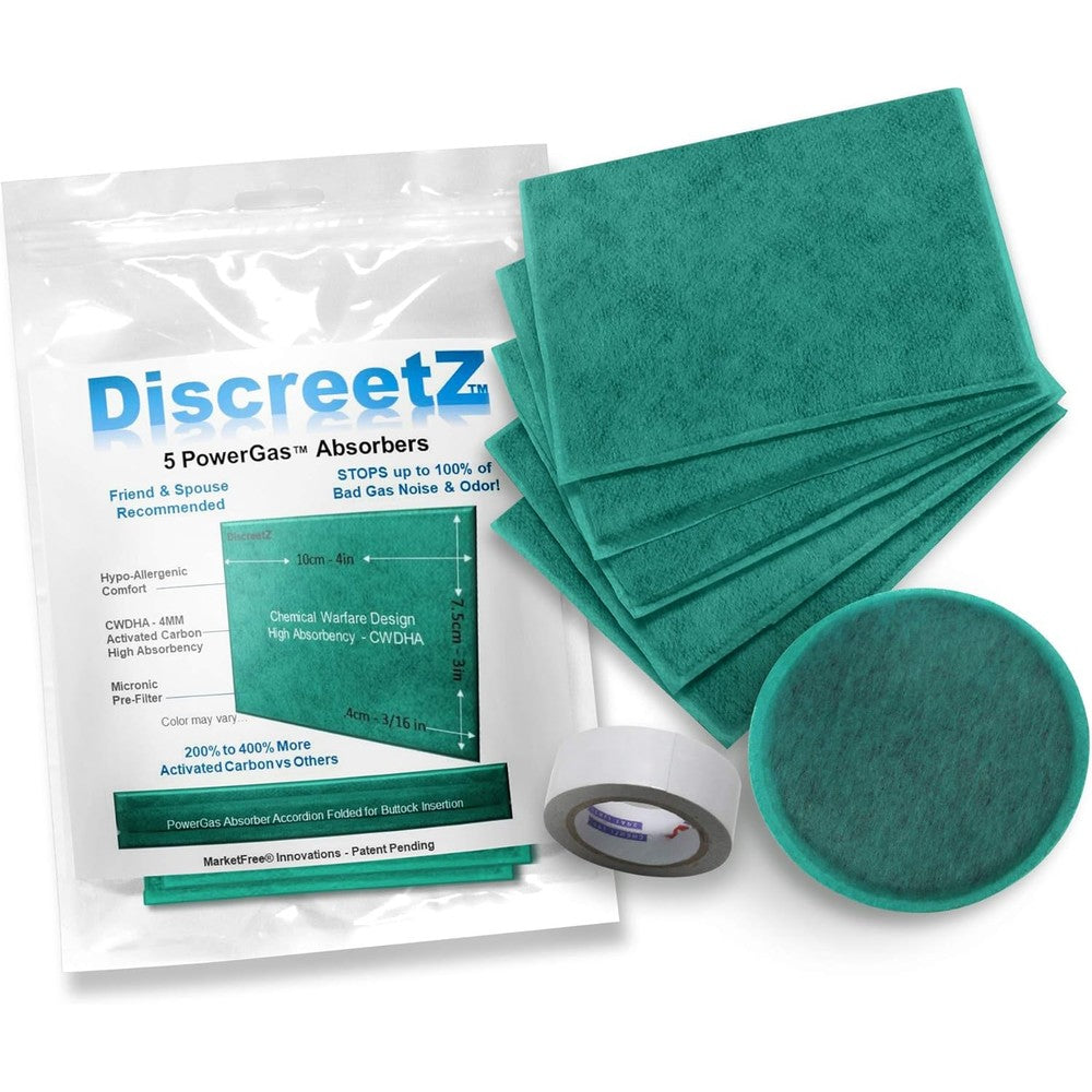 DiscreetZ Gas Relief Absorbers front package view for flatulence odor control.