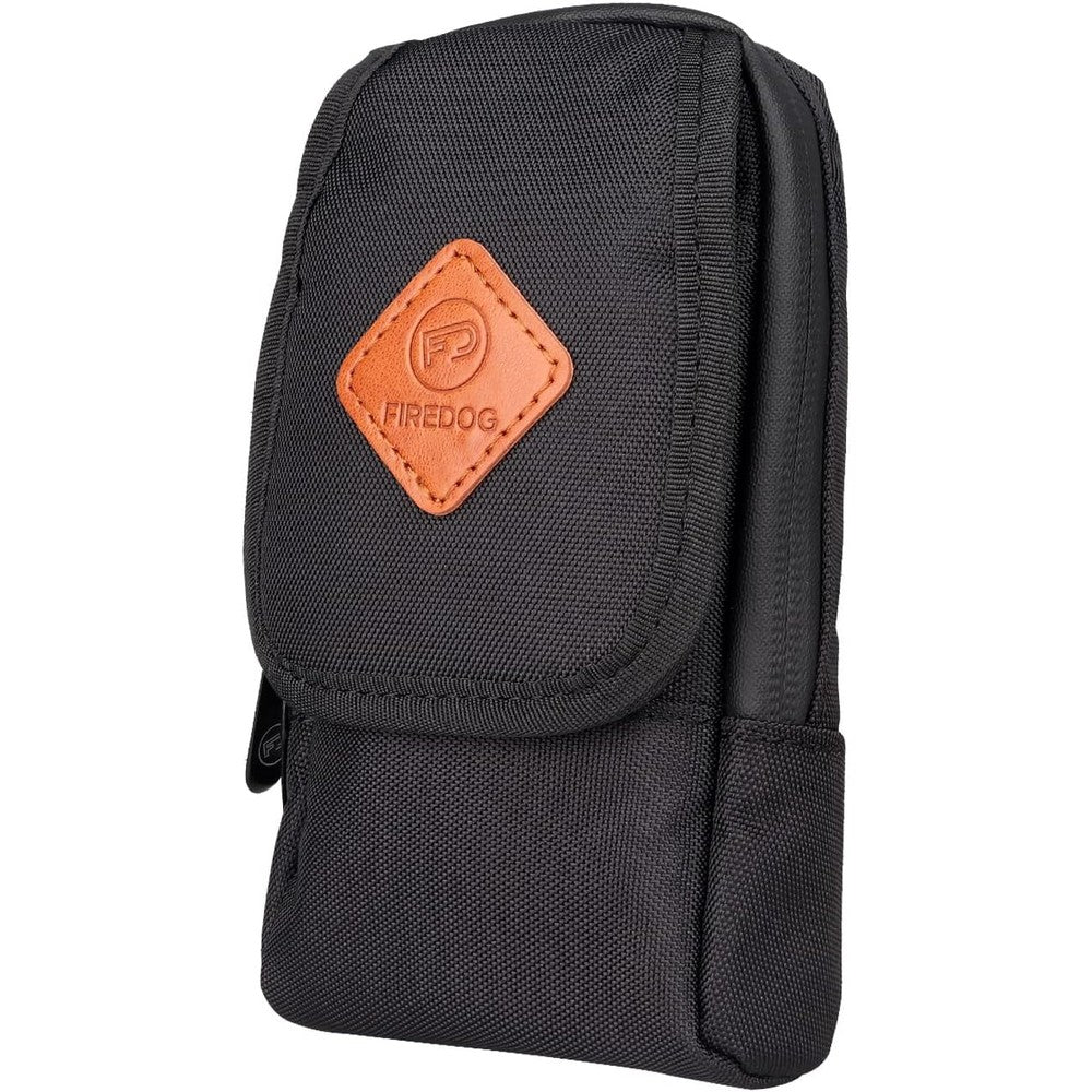 FIREDOG smell proof bag front view showing black odor proof exterior.