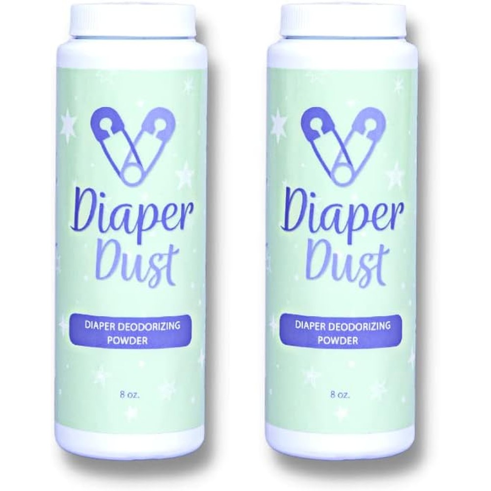 Diaper Dust activated charcoal deodorizing powder two pack front view