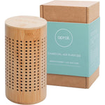 Apraii Activated Bamboo Charcoal Bag front view in decorative bamboo container