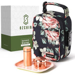OZCHIN Large Smell Proof Bag front view featuring pink floral pattern and combination lock
