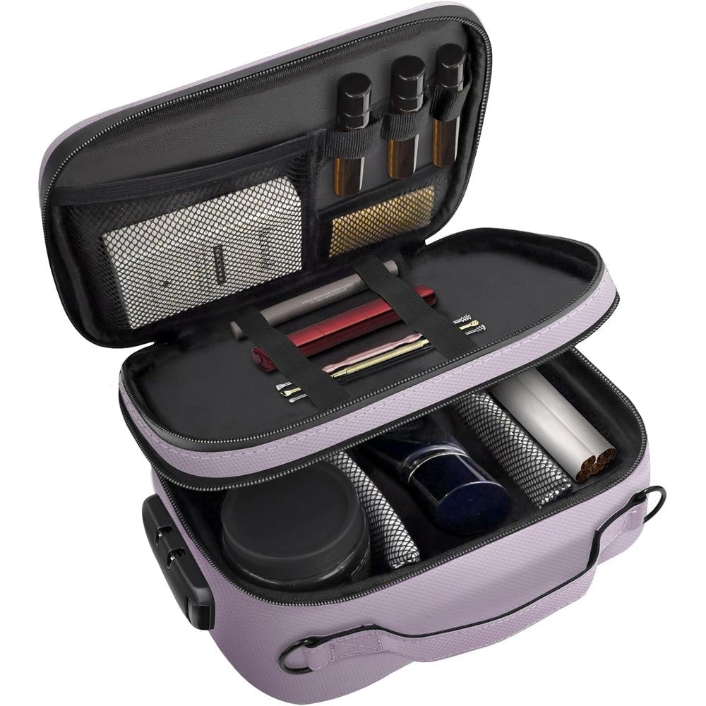 Baleine large smell proof bag lilac front view with combination lock