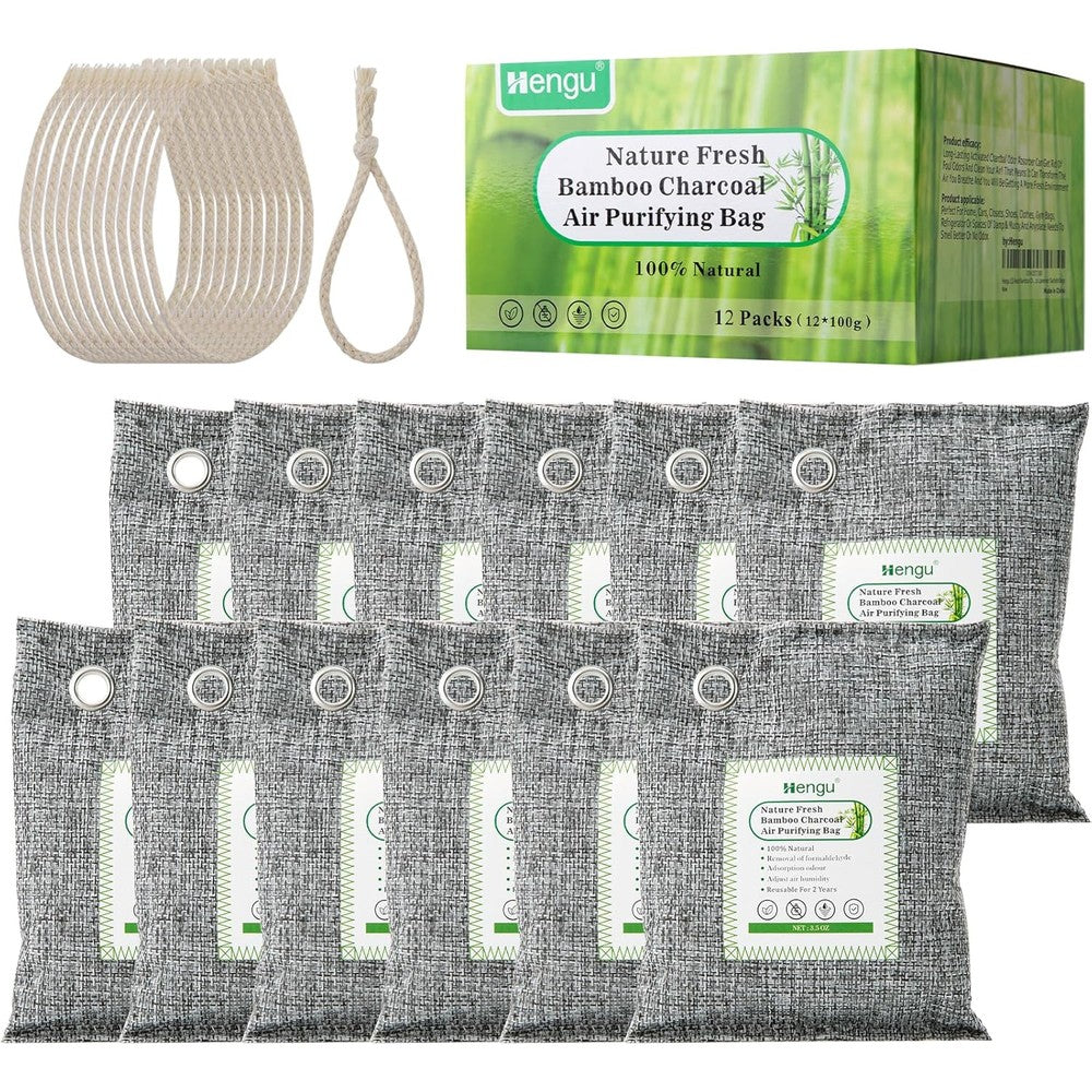 Hengu Activated Charcoal Odor Absorber 12 pack front view natural air purifier