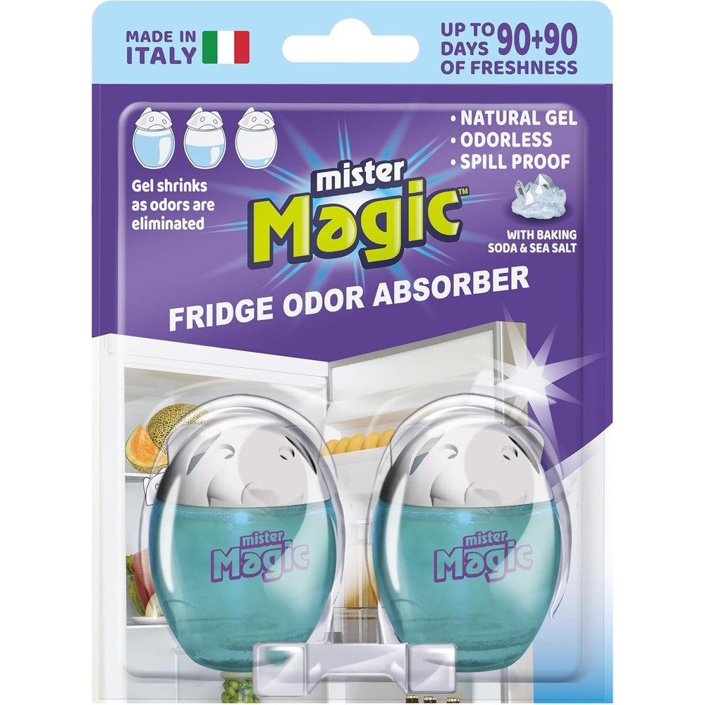 Mister Magic Refrigerator Odor Absorber front view of two pack baking soda gel