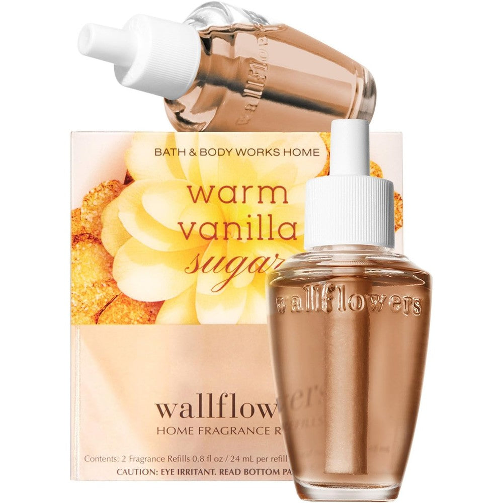 Bath and Body Works Warm Vanilla Sugar Wallflowers 2-Pack Refills front view authentic home fragrance.