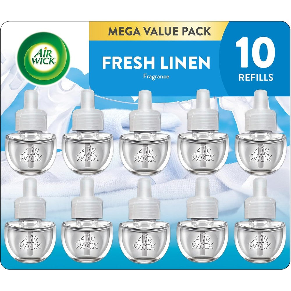 Air Wick Fresh Linen Scented Oil Refill 10 Count front view packaging