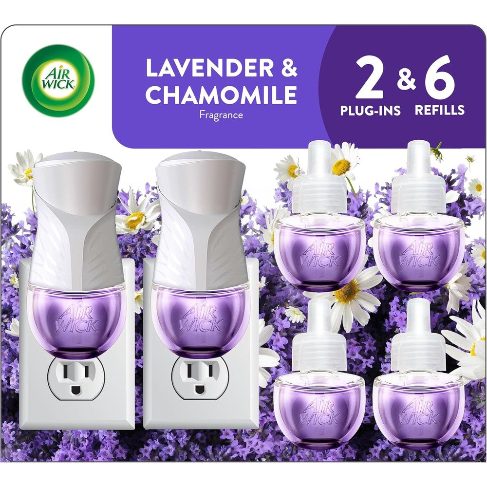 Air Wick Plug In Scented Oil Starter Kit front view lavender chamomile fragrance