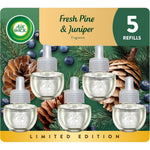 Air Wick Fresh Pine and Juniper Scented Oil Refill 5 Count front view essential oils