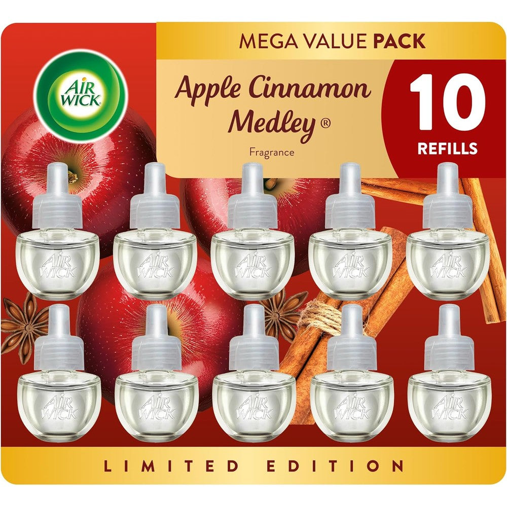 Air Wick Apple Cinnamon Medley 10 pack refills front view for home fragrance.