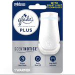 Glade PlugIn Plus Air Freshener Warmer front view showing smart light indicator.