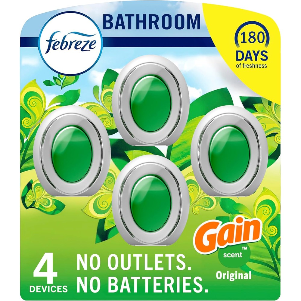 Febreze Bathroom Air Freshener 4 pack front view Gain Original scent
