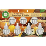 Air Wick Scented Oil Refill 7 Count Pack front view showing Pumpkin and Brown Sugar variants.