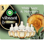 Air Wick White Sage and Mahogany Scented Oil Refill 5 count pack front view
