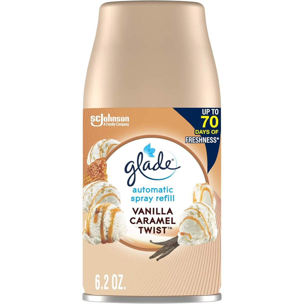 Glade Automatic Spray Refill Vanilla Caramel Twist front view air freshener