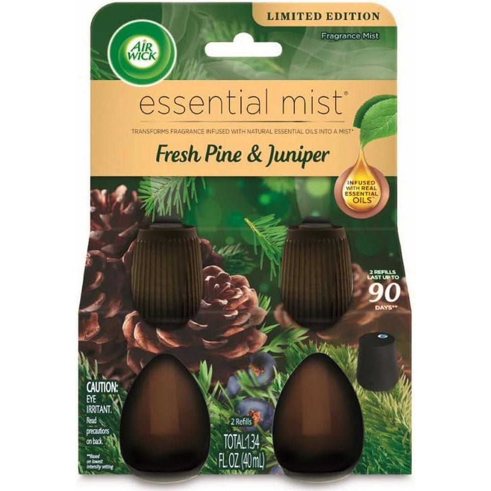 Air Wick Essential Mist Fresh Pine and Juniper twin refill pack front view